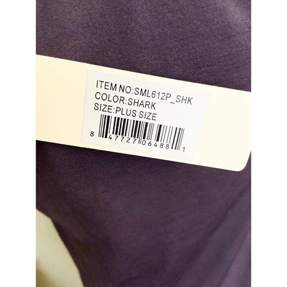 Yelete Sleeveless Seamless Tank Top Plus Size Grey Shark Double Scoop Basic - Picture 5 of 5